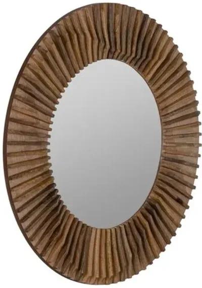 Tamera Round Wall Mirror - Walnut