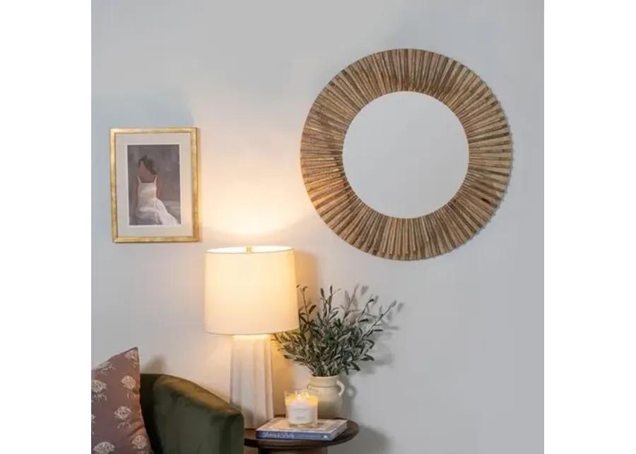 Tamera Round Wall Mirror - Walnut