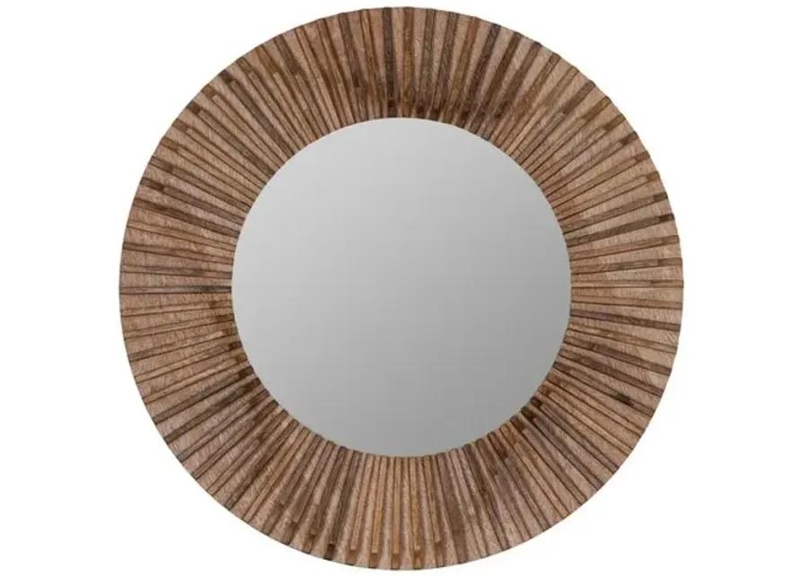 Tamera Round Wall Mirror - Walnut