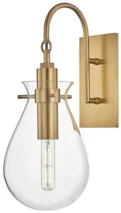 Ivy 18" Glass Teardrop Wall Sconce - Gold