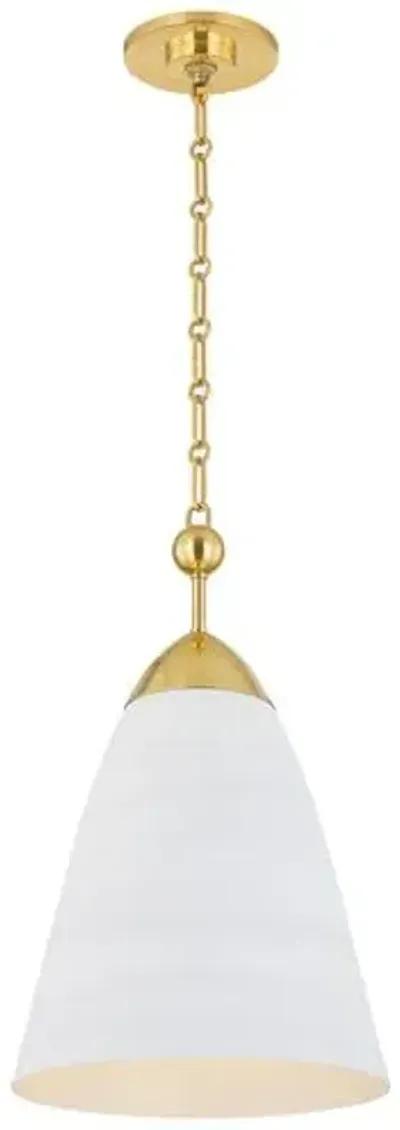 Bronson Pendant - Aged Brass/White Plaster