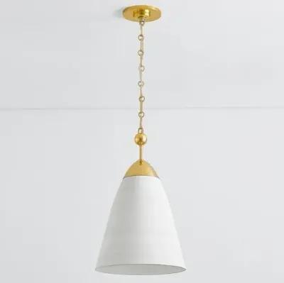 Bronson Pendant - Aged Brass/White Plaster