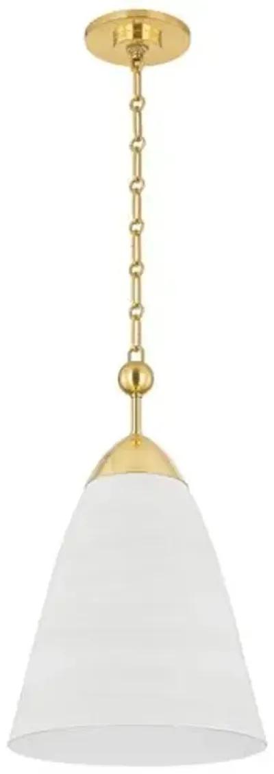 Bronson Pendant - Aged Brass/White Plaster