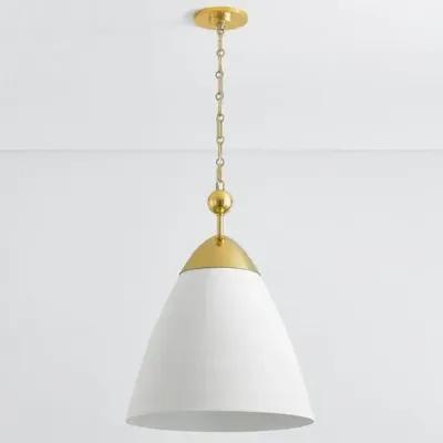 Bronson Pendant - Aged Brass/White Plaster