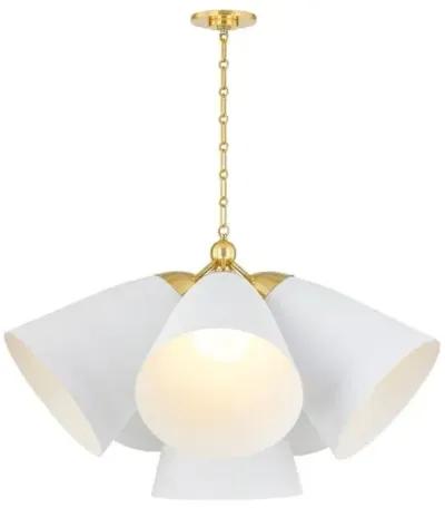 Bronson 6-Light Chandelier - Aged Brass/White