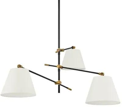 Navin 3-Light Adjustable Arm Chandelier - Brass/Linen - Gold