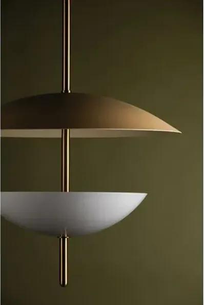 Dion Pendant - Patina Brass/White Glass - Gold