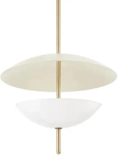 Dion Pendant - Patina Brass/White Glass - Gold