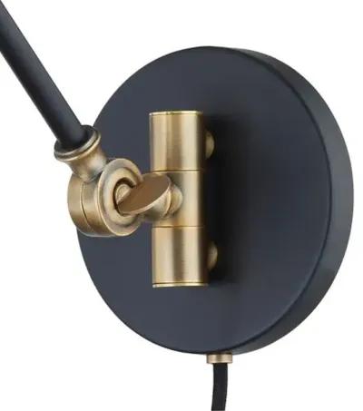 Navin 27.25" Plug-in Wall Sconce - Patina Brass/Textured Black