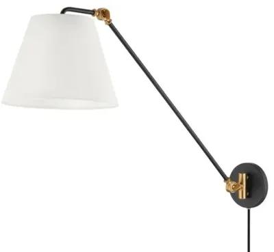 Navin 27.25" Plug-in Wall Sconce - Patina Brass/Textured Black