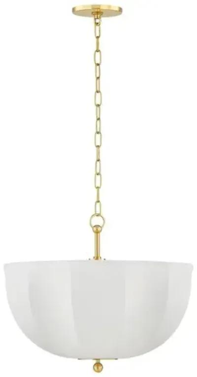 Meshelle 17" Pendant - Aged Brass/White Linen - Home Ec. for Mitzi - Gold