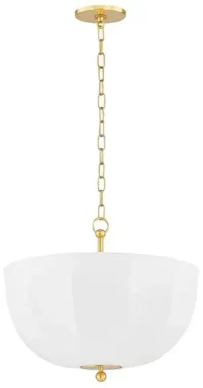 Meshelle 17" Pendant - Aged Brass/White Linen - Home Ec. for Mitzi - Gold