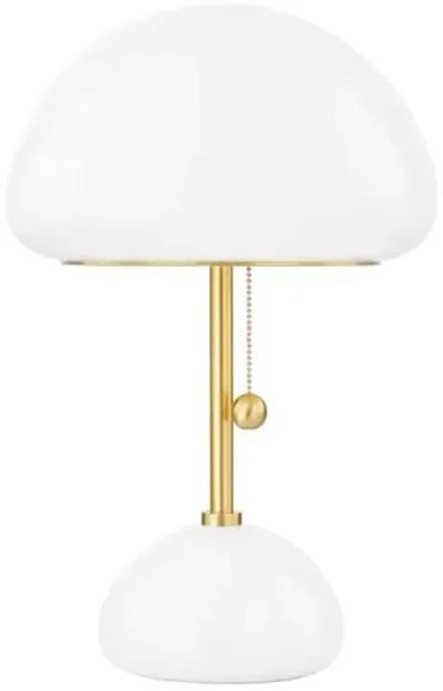 Cortney Table Lamp - Opal Glass/Aged Brass - Home Ec. for Mitzi - Gold