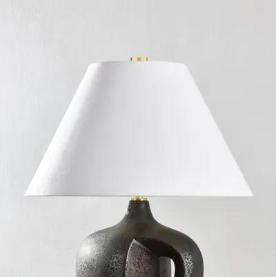 Dixie 24" Table Lamp - Aged Brass/Ceramic Reactive Bronze - Brown