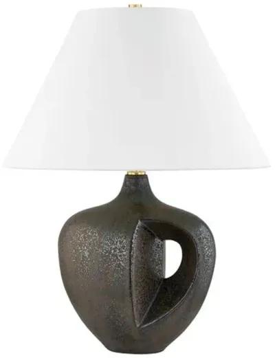 Dixie 24" Table Lamp - Aged Brass/Ceramic Reactive Bronze - Brown