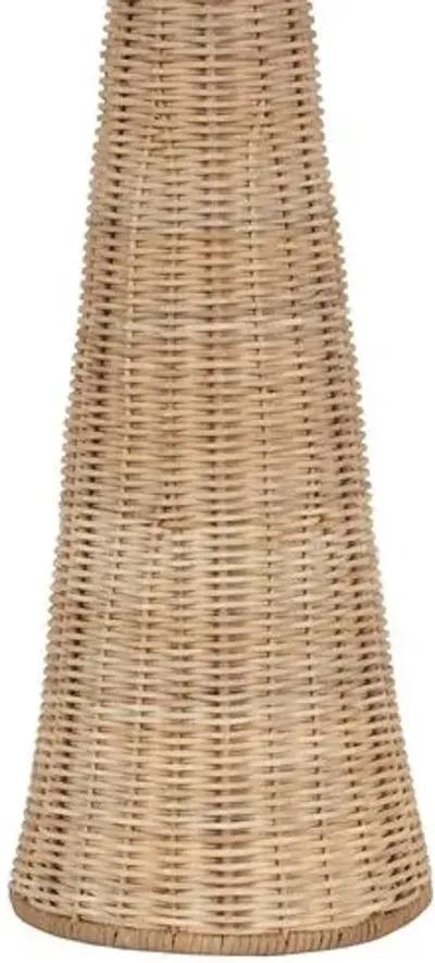 Kenna Rattan Wicker Table Lamp - Aged Brass - Gold