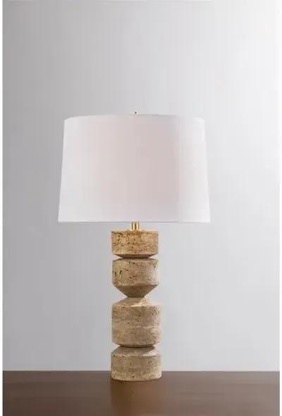 Lennox Stone Table Lamp - Aged Brass - Gold