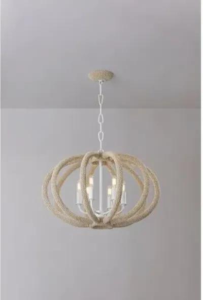 Riya Coconut Shell Beaded Chandelier - White Plaster