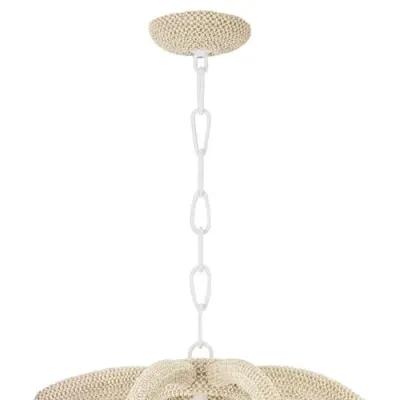 Riya Coconut Shell Beaded Chandelier - White Plaster