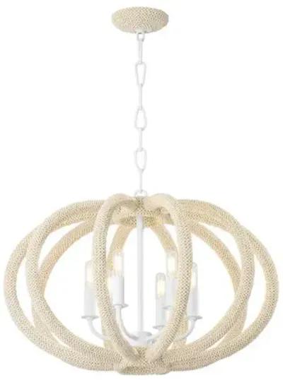 Riya Coconut Shell Beaded Chandelier - White Plaster