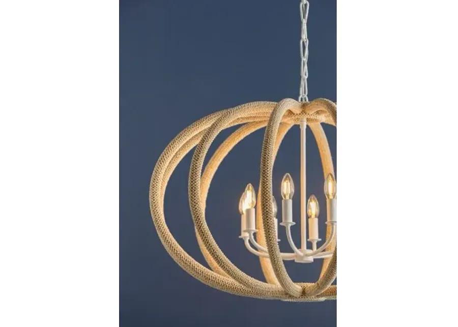 Riya Coconut Shell Beaded Chandelier - White Plaster