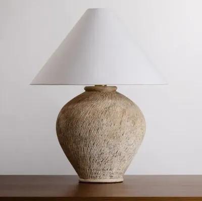 Aydin Ceramic Table Lamp - Natural Ancient Texture - Brown