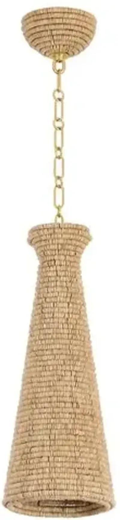 Emmett Wood Beaded Pendant - Vintage Gold Leaf - Handcrafted