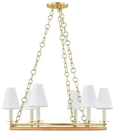 Judson Rattan Chandelier - Aged Brass - Gold