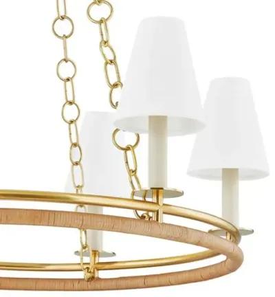 Judson Rattan Chandelier - Aged Brass - Gold