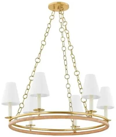 Judson Rattan Chandelier - Aged Brass - Gold