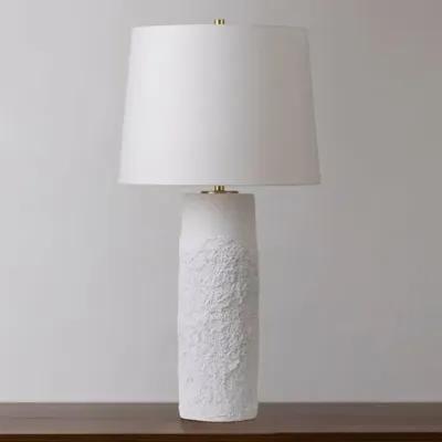 Avi Ceramic Table Lamp - Textured White - Gold