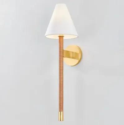 Silas 25" Rattan Wall Sconce - Natural/Aged Brass - Gold