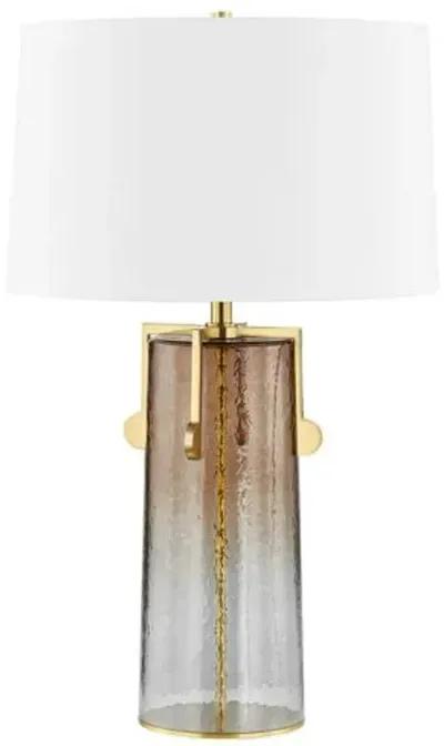 Ledger Glass Table Lamp - Smokey Ombre/Brass - Gold