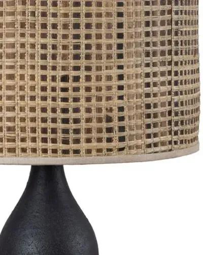 Keoni 29" Saguran Weave Table Lamp - Aged Brass/Ceramic Black Ash