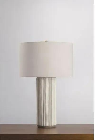 Amabel Ceramic Fluted Table Lamp - Ivory - Beige