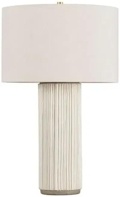 Amabel Ceramic Fluted Table Lamp - Ivory - Beige