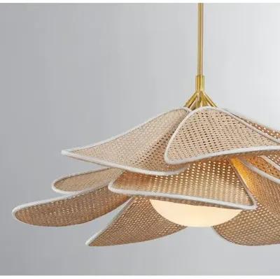 Noemi Rattan Petal Pendant - Natural/Aged Brass - Gold