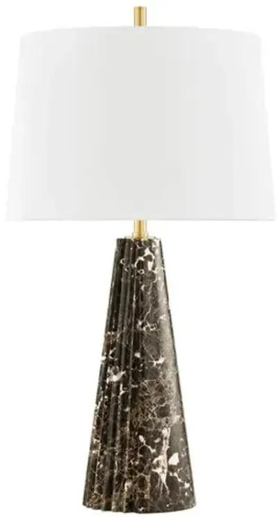 Kadence 30" Table Lamp - Black Marble/Aged Brass - Gold