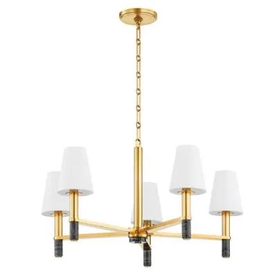 Gannon Chandelier - Aged Brass/Black Marble - Gold