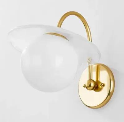 Nova Glass Globe Wall Sconce - White/Aged Brass - Gold