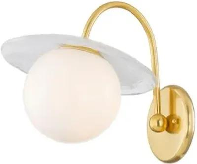 Nova Glass Globe Wall Sconce - White/Aged Brass - Gold