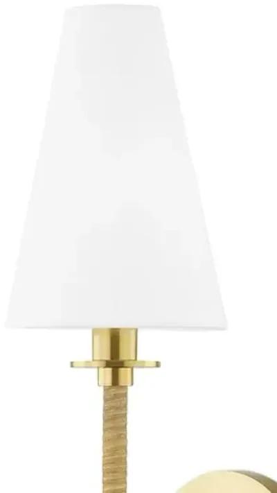 Landry 18.75" Wall Sconce - Natural Leather/Aged Brass - Gold