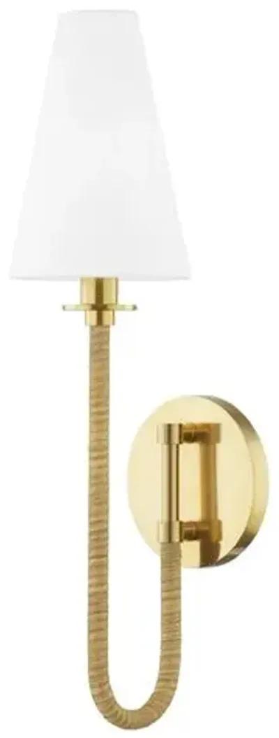 Landry 18.75" Wall Sconce - Natural Leather/Aged Brass - Gold