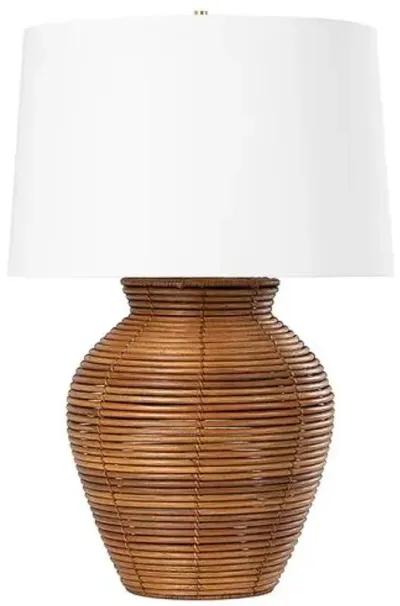 Brodie Rattan Table Lamp - Natural - Gold