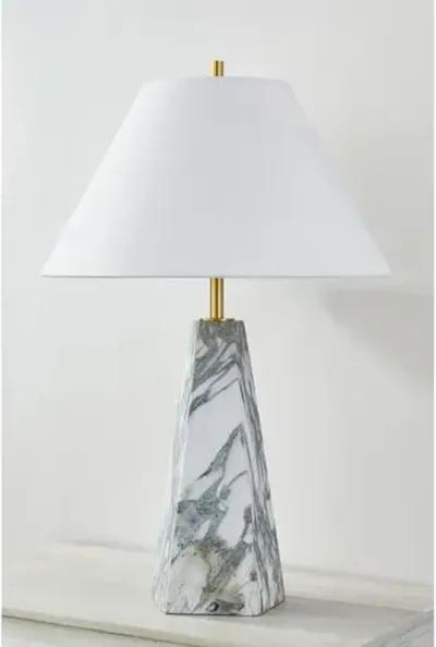 Edie 30" Marble Table Lamp - Gray/Aged Brass - Gold