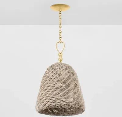 Thatcher Rattan Pendant - Natural/Gold Leaf