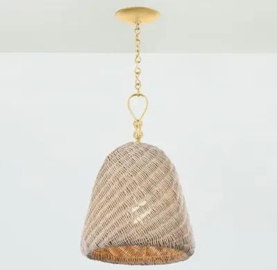 Thatcher Rattan Pendant - Natural/Gold Leaf