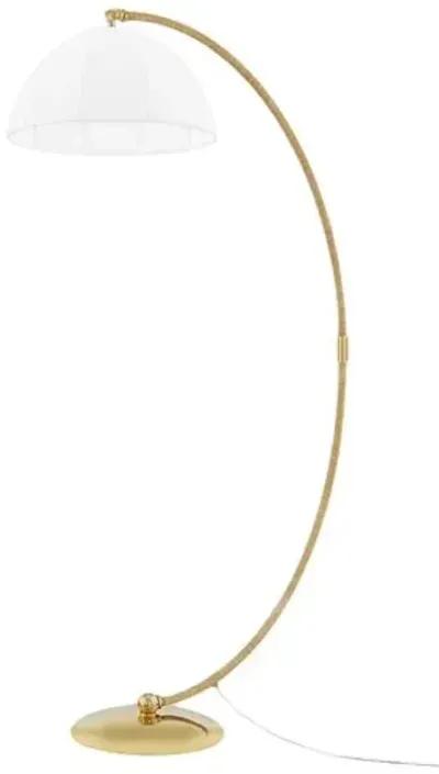 Tenley Arc Floor Lamp - Natural/Aged Brass