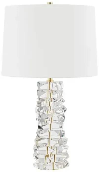 Aubrianna 28.5" Crystal Table Lamp - Clear/Aged Brass - Gold