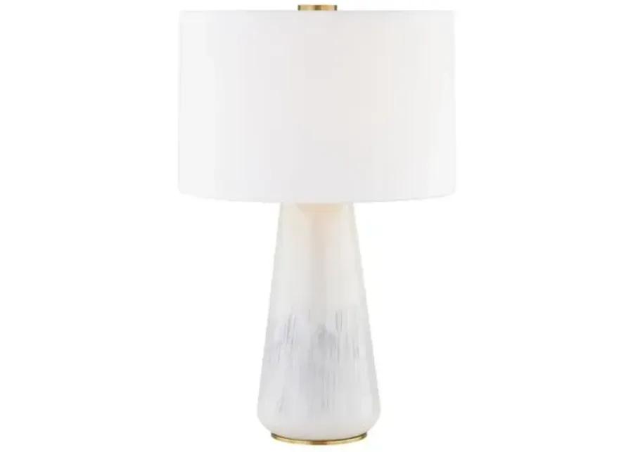 Jair 26" Table Lamp - Aged Brass/Gloss White Ash Ceramic